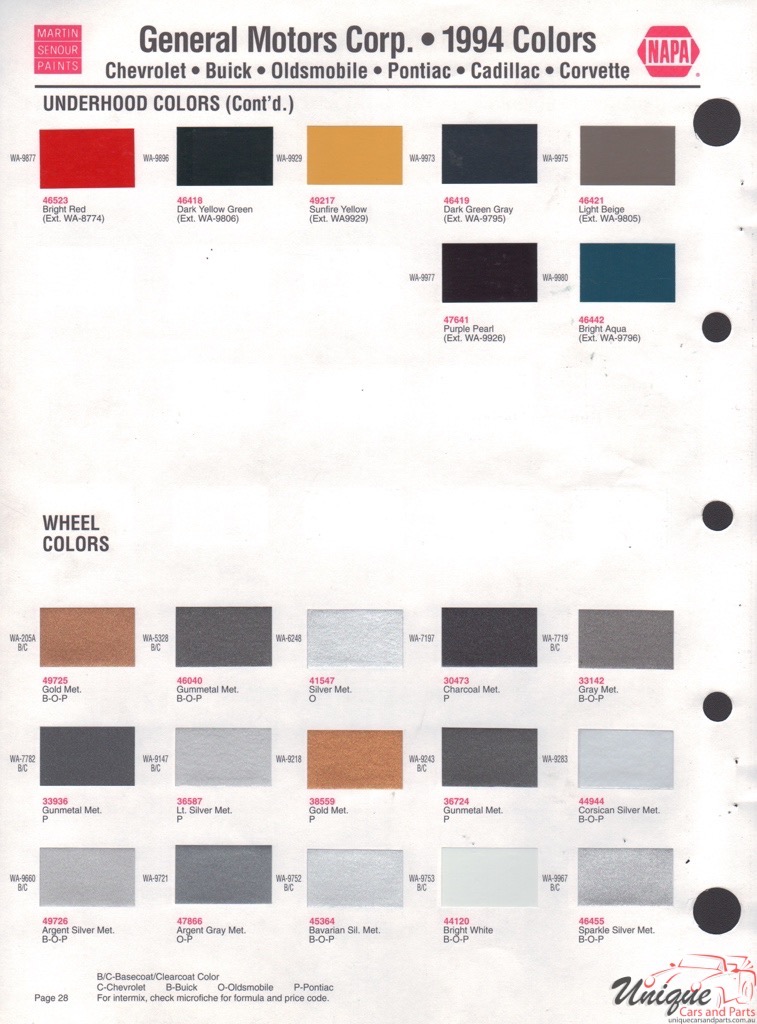 1994 General Motors Paint Charts Martin-Senour 8